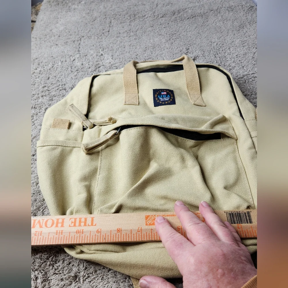 BAIYIRONG BACKPACK Tan Canvas Multipocket Backpack With Straps